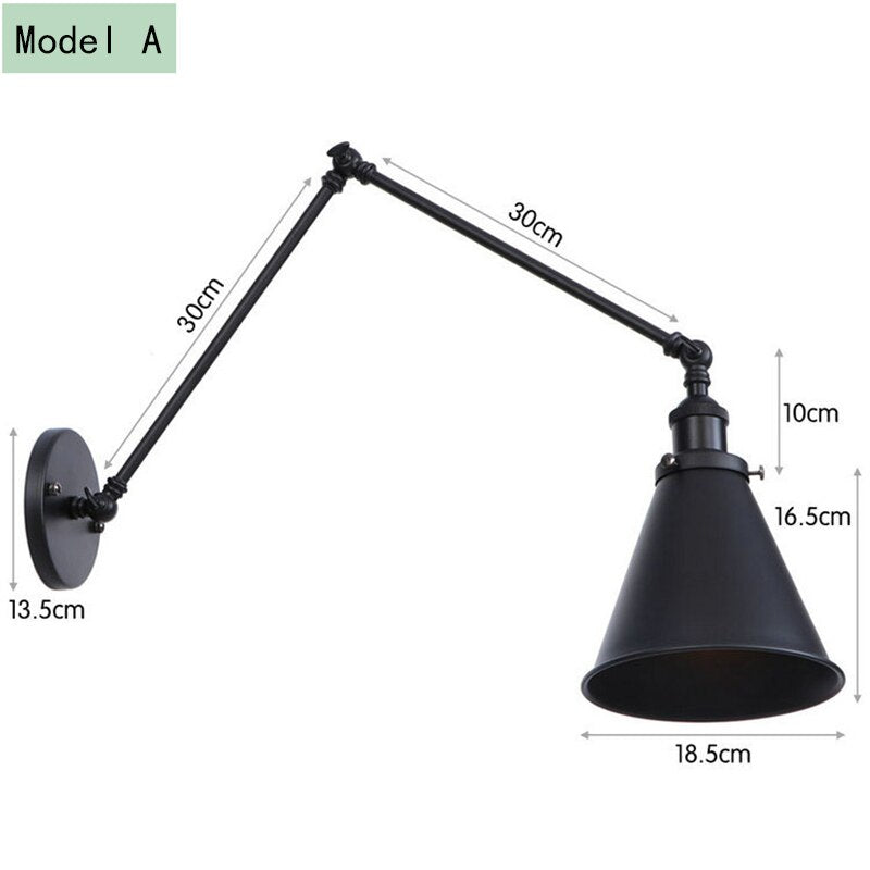 SkandiShop Adjustable Wall Lamp Sconce Iron Loft